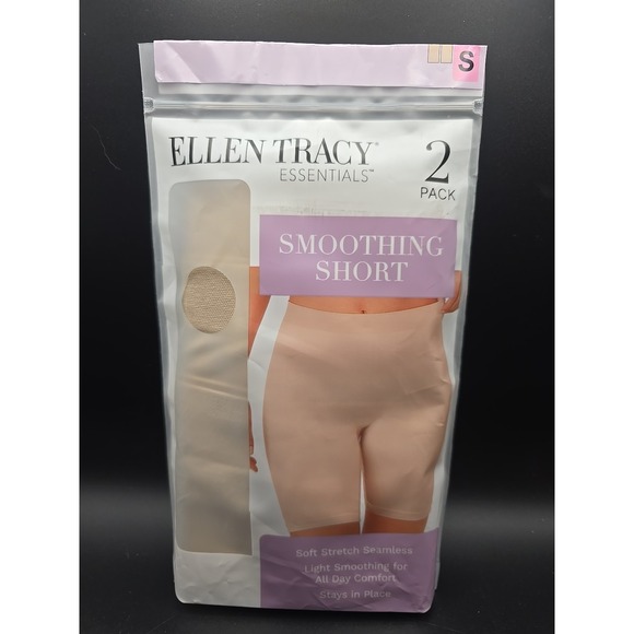 Ellen Tracy Women's 2-Pack Body Hugging Smoothing Short Size Small  Sunbeige - Picture 1 of 6
